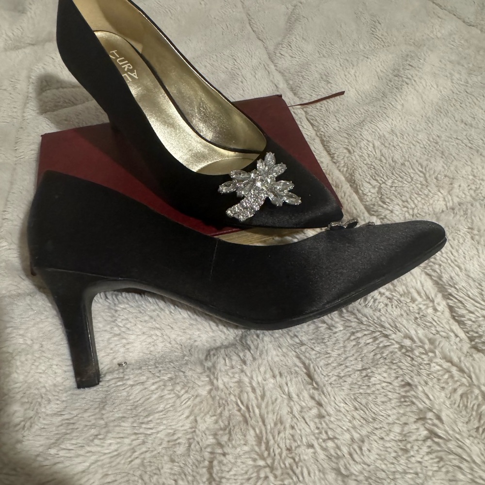 Furla Black Heels with Crystal Detail